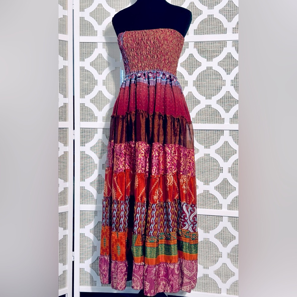 Strapless Multicolor Maxi Dress